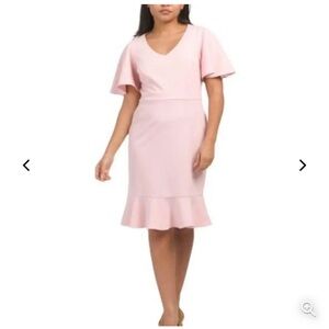 Anne Klein Pink Flutter Sleeve Dress